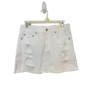 American Eagle Vintage High Rise White Distressed Skirt NWT 8